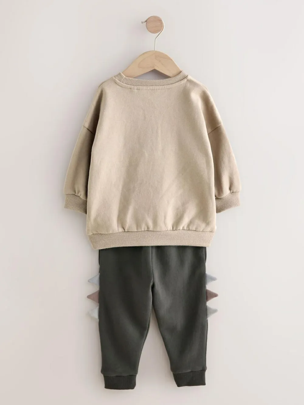 Next Grey and Charcoal Dinosaur Spike Single Sweatshirt and Joggers Set (3mths-7yrs)^BOY Sweatshirts & Hoodies|Sets & Co-Ords