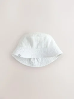 New Next Crinkle Baby Bucket Hats 2 Pack Grey And White