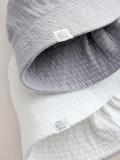 New Next Crinkle Baby Bucket Hats 2 Pack Grey And White