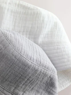 New Next Crinkle Baby Bucket Hats 2 Pack Grey And White