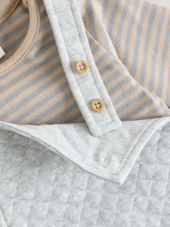 Outlet Next Grey Baby Jersey Quilted Dungarees and Bodysuit Set (0mths-2yrs)