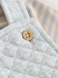 Outlet Next Grey Baby Jersey Quilted Dungarees and Bodysuit Set (0mths-2yrs)