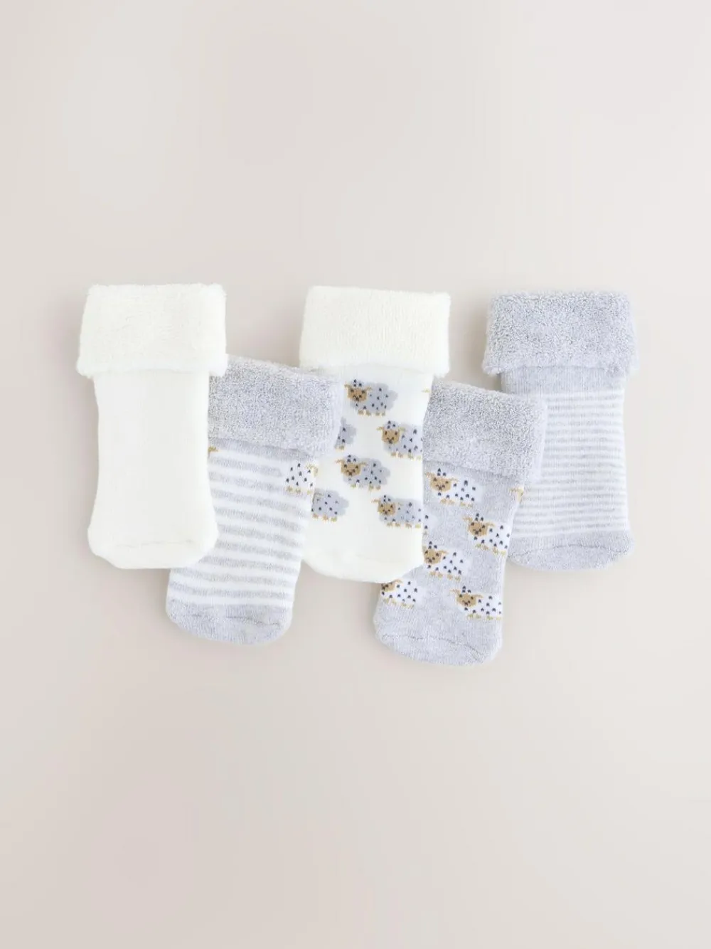 Hot Next Baby Socks 5 Pack (0mths-2yrs) Grey
