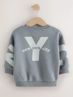 Next Grey Back Printed Crew Neck Jersey Sweatshirt (3mths-7yrs)
