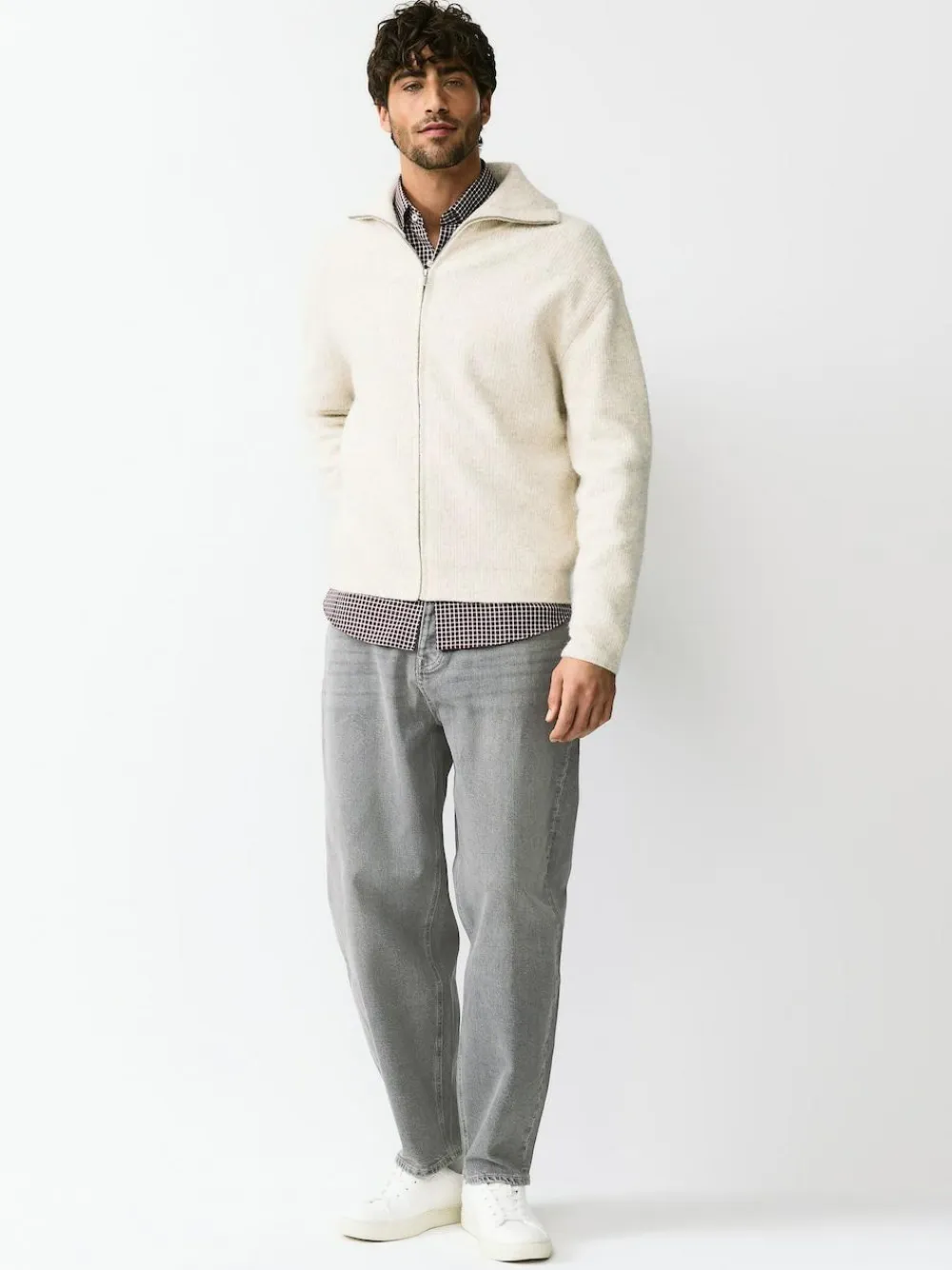 New Next Barrel Fit Vintage Wash Denim Jeans Grey