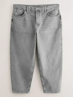 New Next Barrel Fit Vintage Wash Denim Jeans Grey