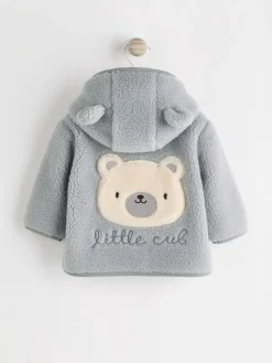 Outlet Next Grey Bear Cosy Borg Fleece Baby Jacket