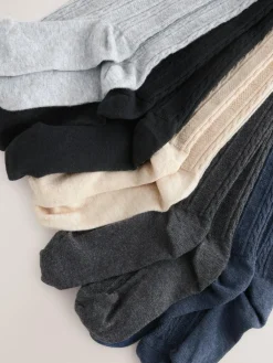 Next Cotton Rich Cable Tights 5 Pack^ Socks & Tights|Socks & Tights