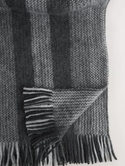 New Next Stripe Knitted Scarf Grey Black/White