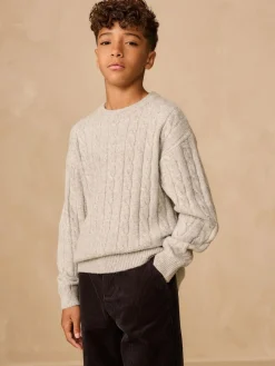Next Grey Cable Knit Crew Neck Jumper (3-16yrs)