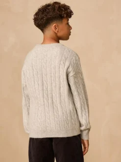 Next Grey Cable Knit Crew Neck Jumper (3-16yrs)