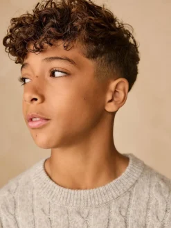 Next Grey Cable Knit Crew Neck Jumper (3-16yrs)