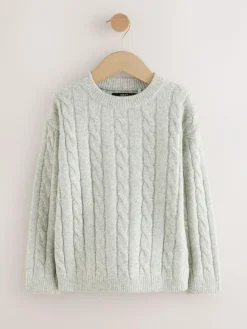 Next Grey Cable Knit Crew Neck Jumper (3-16yrs)