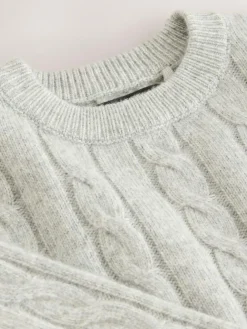 Next Grey Cable Knit Crew Neck Jumper (3-16yrs)