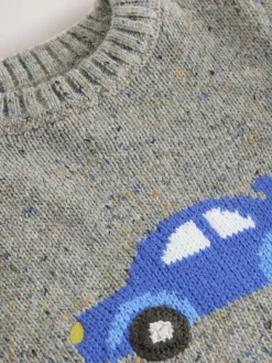 Next Grey Car Knitted Jumper (3mths-7yrs)^BOY Baby Winter Clothing|Cosy Club