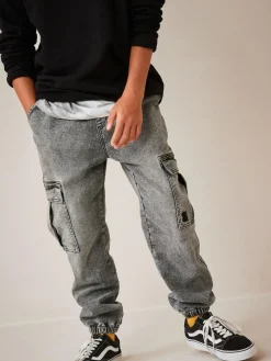 New Next Cargo Jeans With Elasticated Waist (3-16yrs) Grey