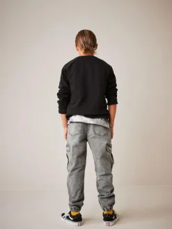 New Next Cargo Jeans With Elasticated Waist (3-16yrs) Grey