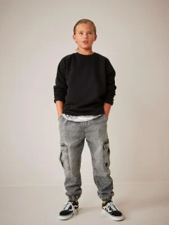 New Next Cargo Jeans With Elasticated Waist (3-16yrs) Grey