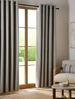 Sale Next Grey Charcoal Blackout/Thermal Cotton Eyelet Curtains
