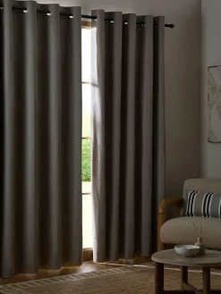 Sale Next Grey Charcoal Blackout/Thermal Cotton Eyelet Curtains