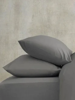 Next Grey Charcoal Cotton Rich Plain Duvet Cover and Pillowcase Set^ Bedsets & Duvet Covers