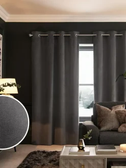 Next Grey Charcoal Matte Velvet Super Thermal Curtains^ Curtains & Blinds