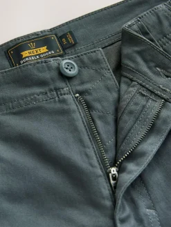 Next Regular Tapered Fit Cotton Stretch Cargo Trousers Grey Charcoal