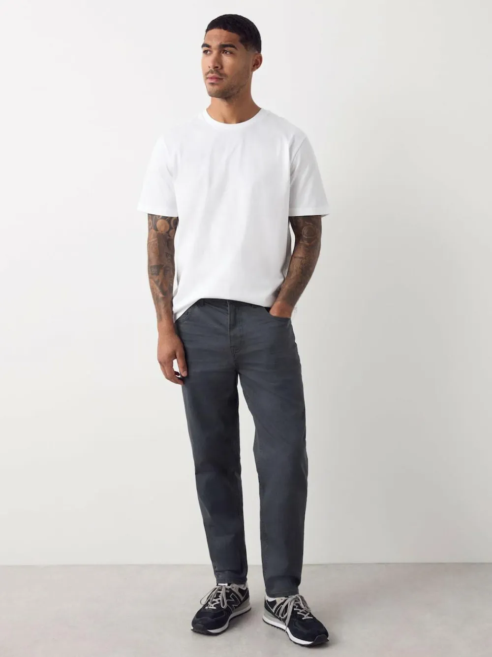 Discount Next Grey Charcoal Regular Tapered Fit Classic Stretch Jeans