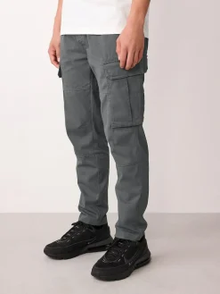 New Next Skinny Fit Cotton Stretch Cargo Trousers Grey Charcoal