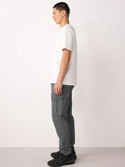 New Next Skinny Fit Cotton Stretch Cargo Trousers Grey Charcoal