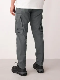 New Next Skinny Fit Cotton Stretch Cargo Trousers Grey Charcoal