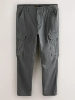 New Next Skinny Fit Cotton Stretch Cargo Trousers Grey Charcoal