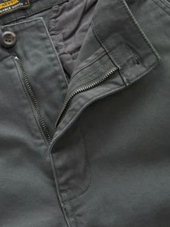 Next Grey Charcoal Straight Fit Cotton Stretch Cargo Trousers^ Pants & Chinos