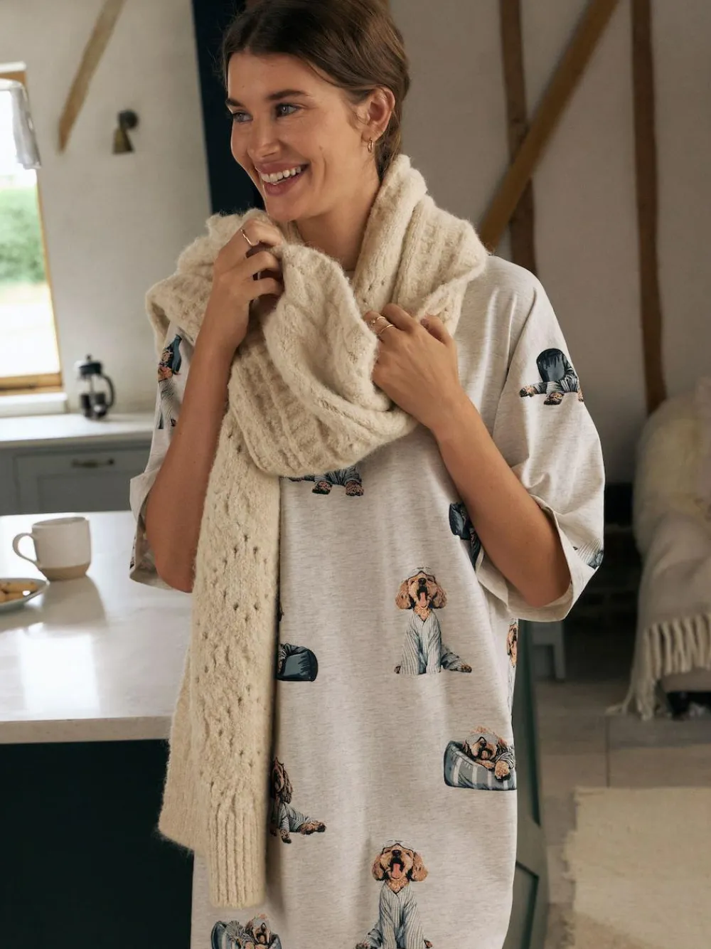 Next Grey Charlie The Cockapoo Cotton Nightie^Women All Night & Lounge