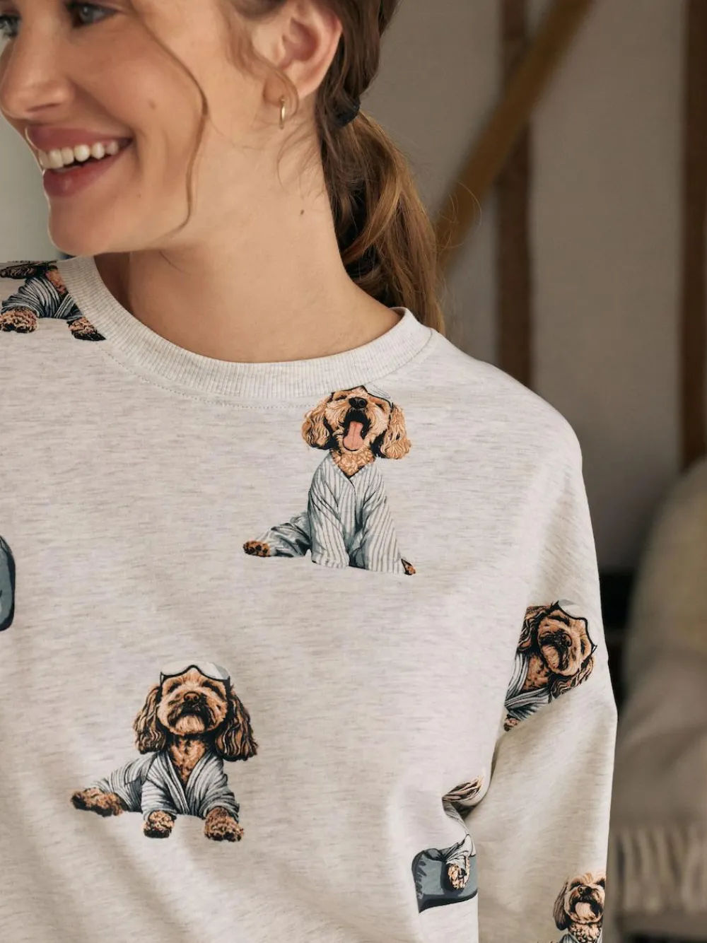 Next Grey Charlie The Cockapoo Cotton Nightie^Women All Night & Lounge