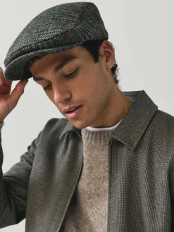 Discount Next Grey Check Harris Tweed Flat Cap