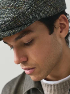 Discount Next Grey Check Harris Tweed Flat Cap