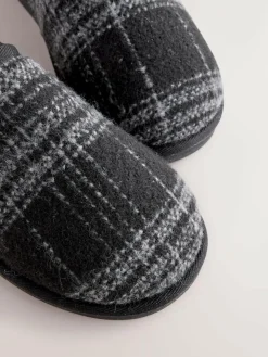 Next Grey Check Mule Slippers^ Slippers|Slippers