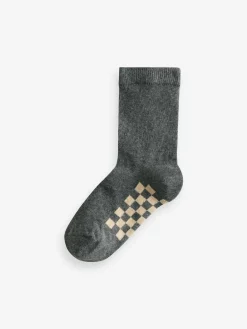 Next Grey Checkerboard Cotton Rich Socks 7 Pack^BOY Socks