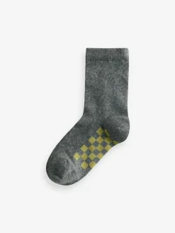 Next Grey Checkerboard Cotton Rich Socks 7 Pack^BOY Socks