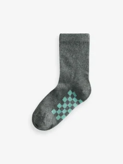 Next Grey Checkerboard Cotton Rich Socks 7 Pack^BOY Socks
