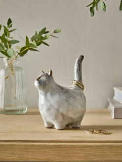 New Next Grey Chester The Cat Ring Holder
