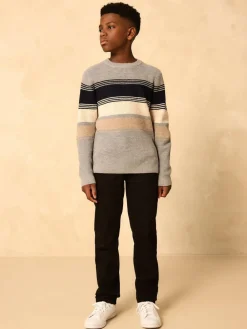 Next Colourblock Stripe Crew Neck Knitted Jumper (3-16yrs)^BOY Knitwear & Sweaters|Knitwear