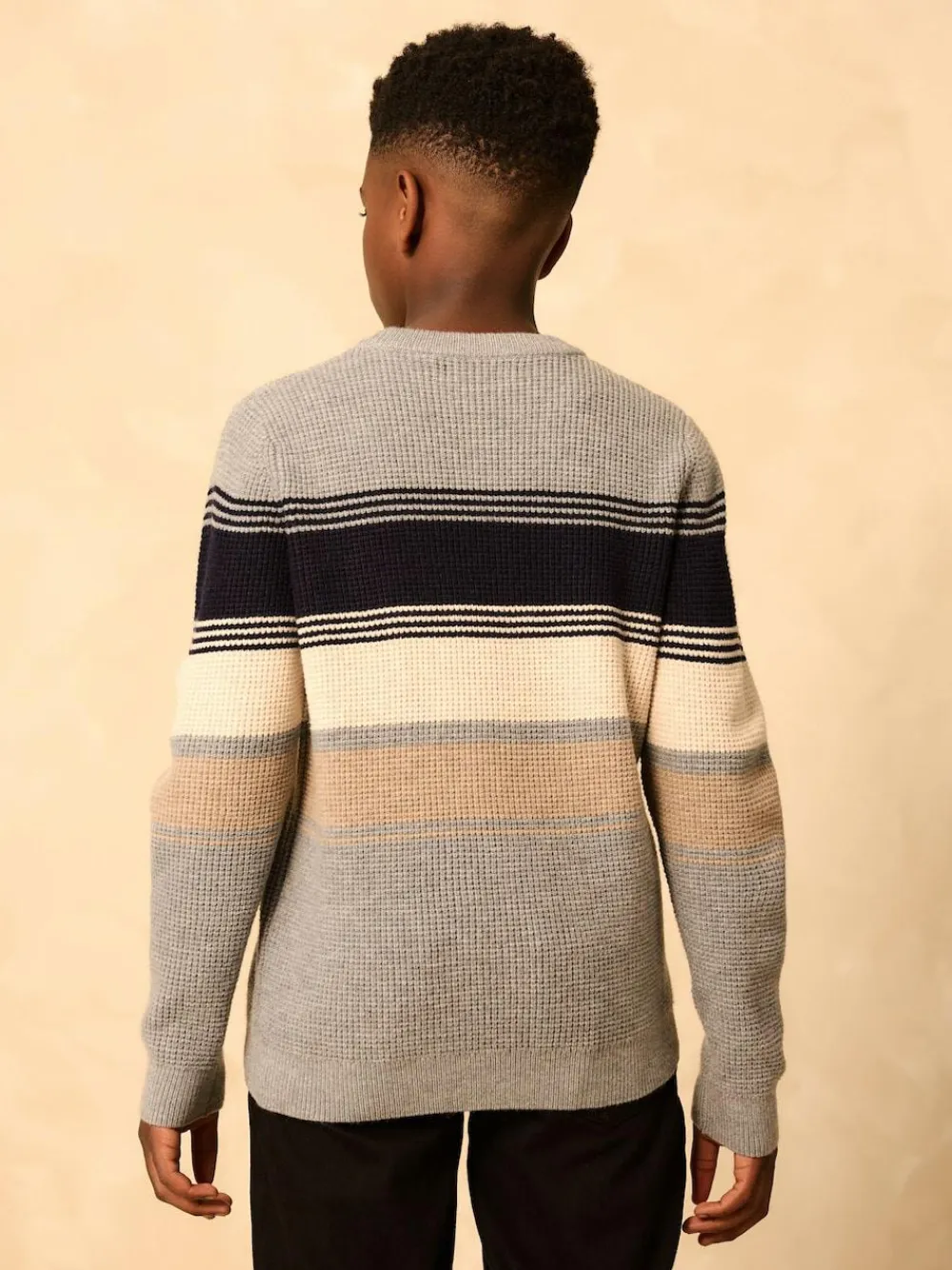 Next Colourblock Stripe Crew Neck Knitted Jumper (3-16yrs)^BOY Knitwear & Sweaters|Knitwear