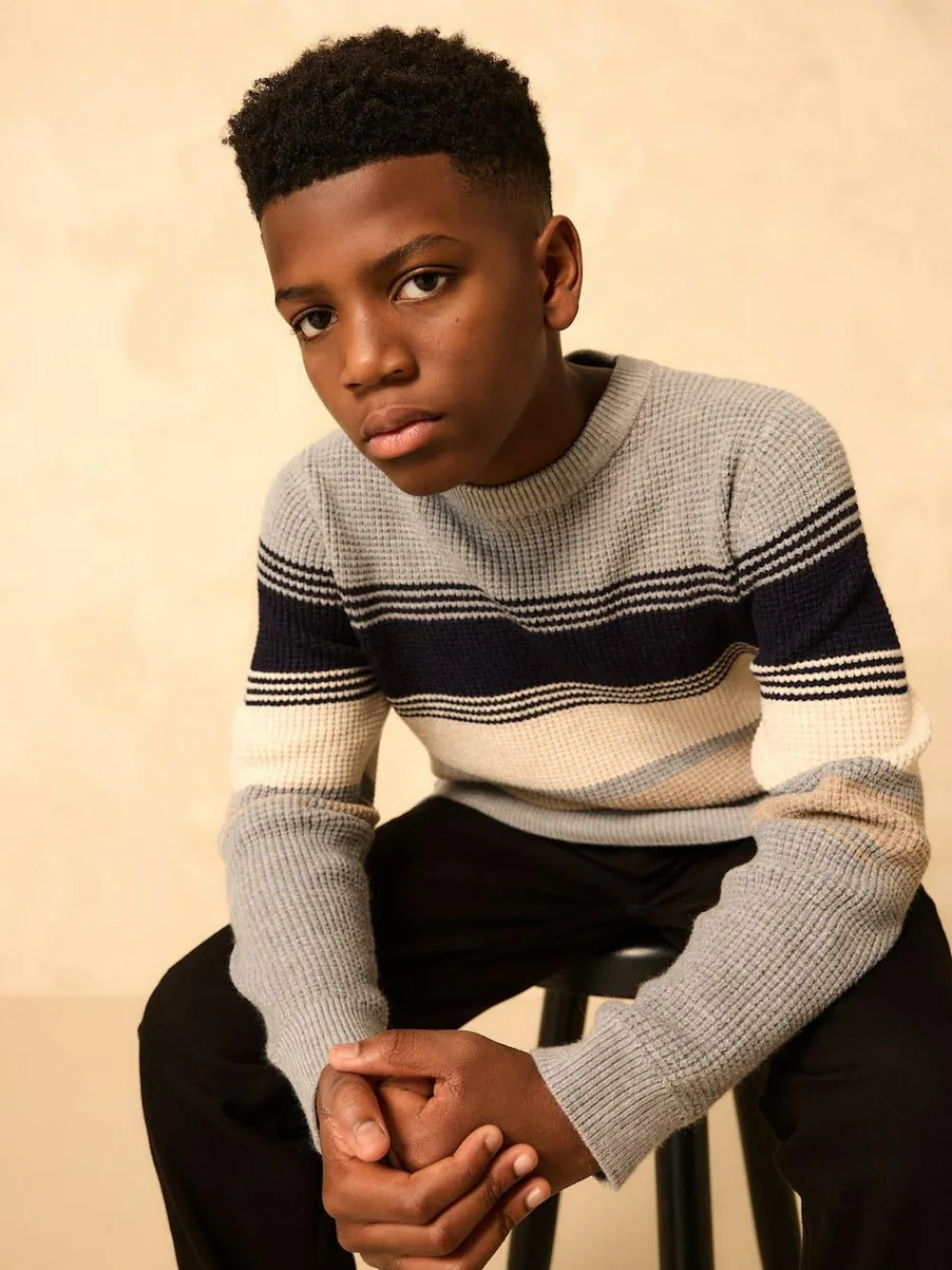 Next Colourblock Stripe Crew Neck Knitted Jumper (3-16yrs)^BOY Knitwear & Sweaters|Knitwear