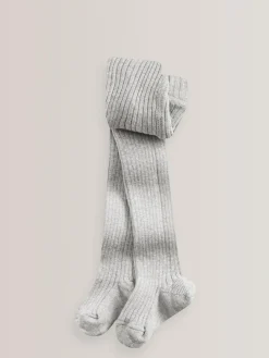Next Grey Cotton Rich Rib Tights^ Socks & Tights|Socks & Tights