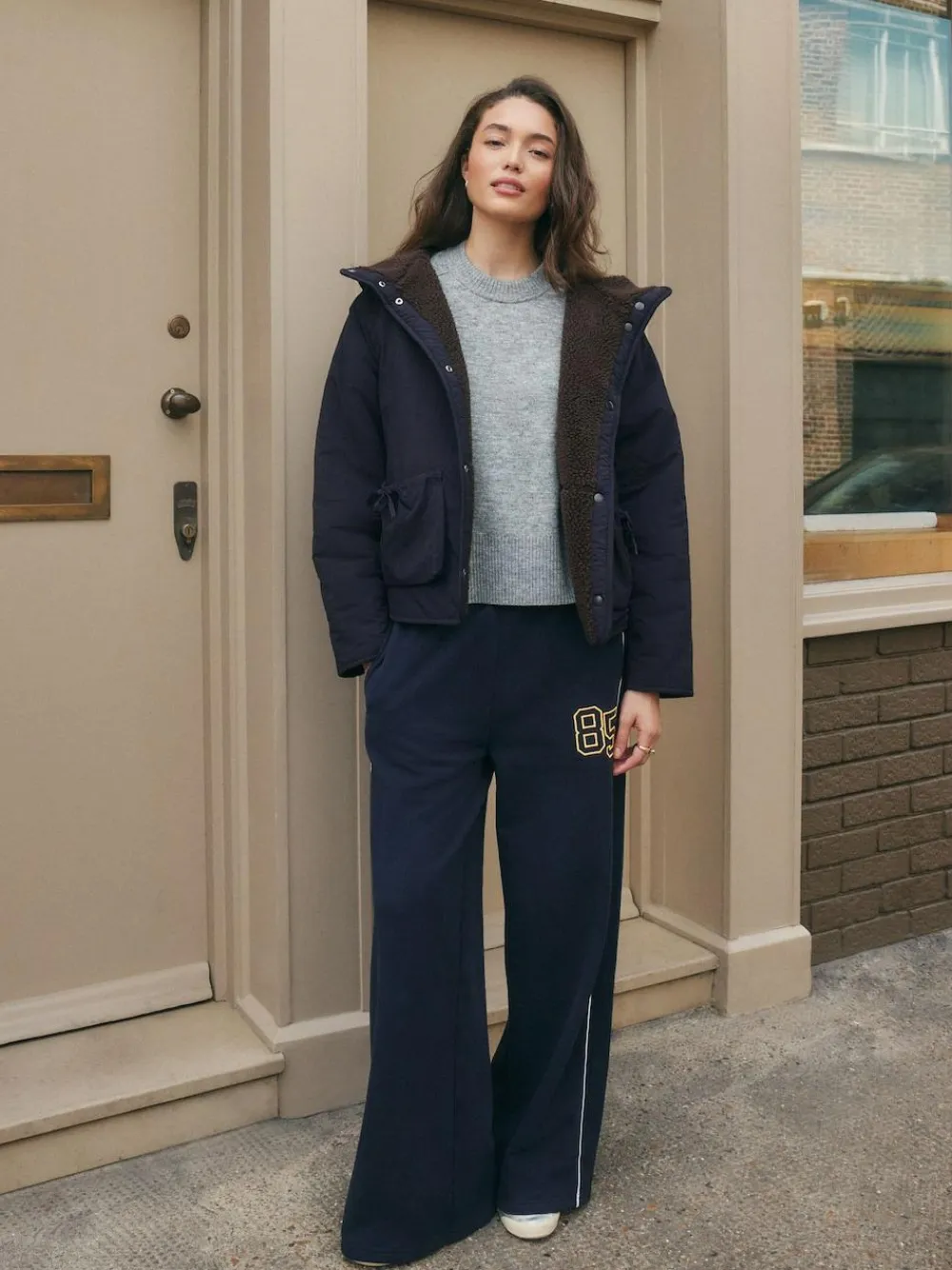 Outlet Next Crew Neck Knitted Jumper with Wool Grey