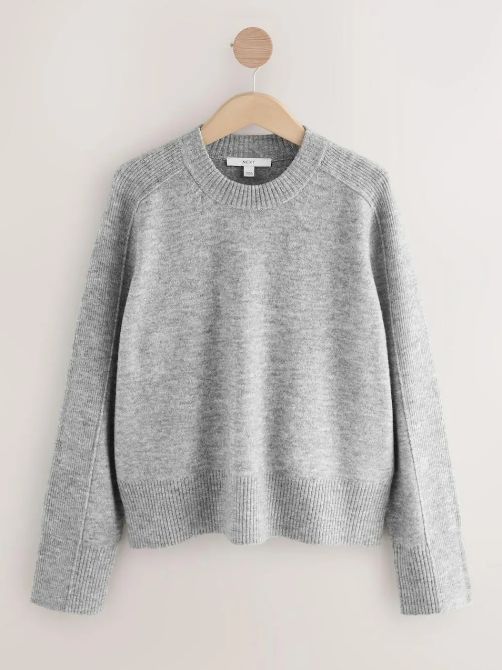 Outlet Next Crew Neck Knitted Jumper with Wool Grey