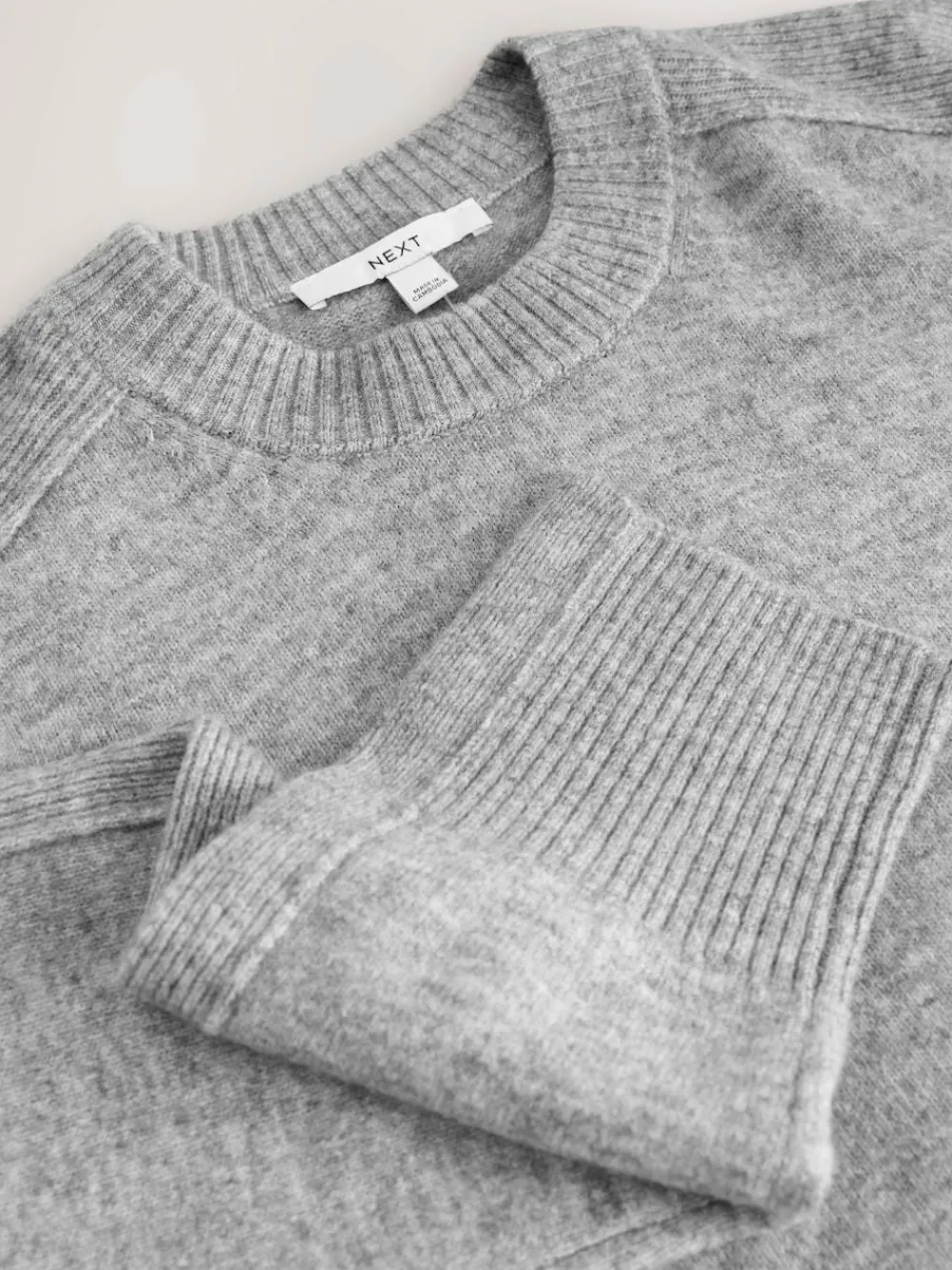 Outlet Next Crew Neck Knitted Jumper with Wool Grey