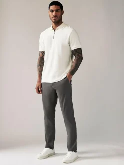 Next Grey Dark Slim Fit Stretch Chinos Trousers^ Pants & Chinos